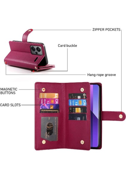Xiaomi Redmi Not Için Flip Case 13 Pro Artı 5g Bilek Kayışı Çok Fonksiyonlu (Yurt Dışından)