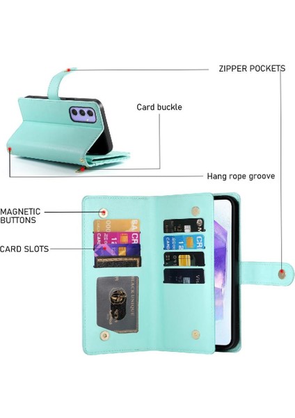 Samsung Galaxy Galaxy Cüzdan Bölmesi Çok Fonksiyonlu Kart Için Flip Case (Yurt Dışından)