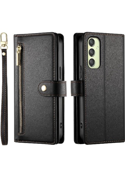 Samsung Galaxy A25 Kickstand Bilek Kayışı Çok Fonksiyonlu Flip Case (Yurt Dışından)
