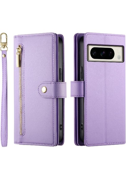 Google Piksel 8 Pro Bilek Kayışı Çok Fonksiyonlu Kart Yuvaları Için Flip Case (Yurt Dışından)