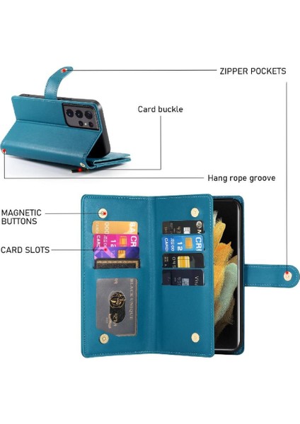 Manyi Mall Samsung Galaxy S21 Ultra Kickstand Çok Fonksiyonlu Kart Için Flip Case (Yurt Dışından)