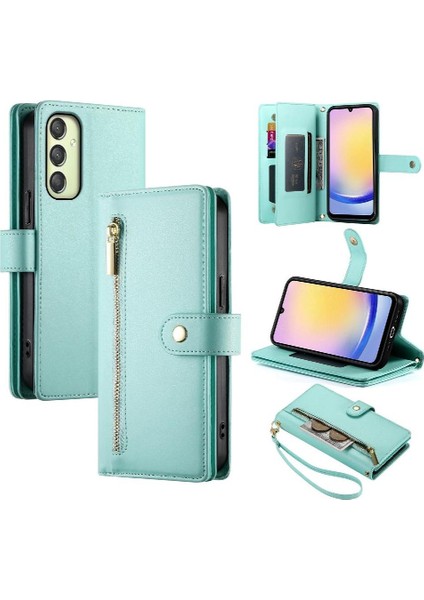Samsung Galaxy A25 Kickstand Bilek Kayışı Çok Fonksiyonlu Flip Case (Yurt Dışından)