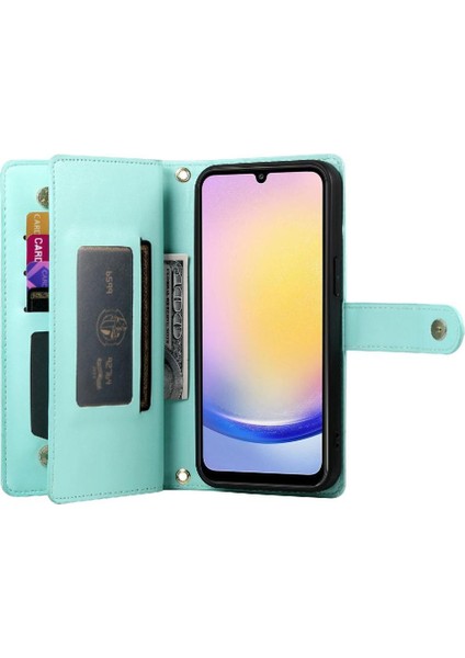 Samsung Galaxy A25 Kickstand Bilek Kayışı Çok Fonksiyonlu Flip Case (Yurt Dışından)