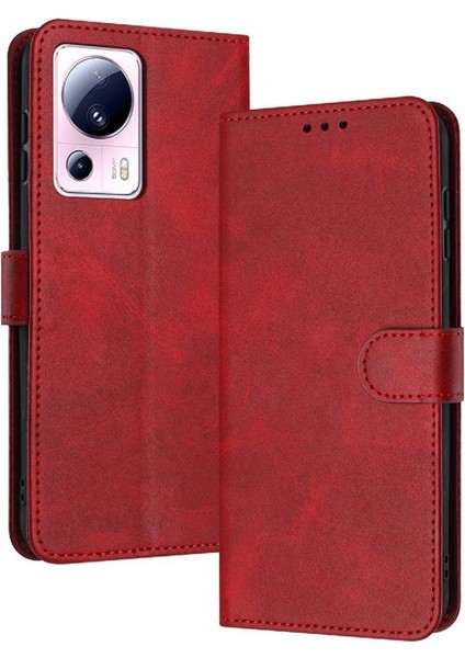 Pu ile Toka Saf Renk ile Xiaomi 13 Lite 5g Kickstand Için Flip Case (Yurt Dışından)