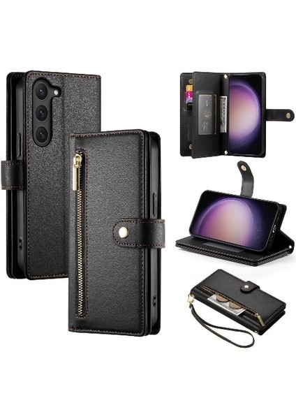 Samsung Galaxy S23 Bilek Kayışı Çok Fonksiyonlu Kart Yuvaları Için Flip Case (Yurt Dışından)