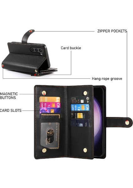 Samsung Galaxy S23 Bilek Kayışı Çok Fonksiyonlu Kart Yuvaları Için Flip Case (Yurt Dışından) fiyatları