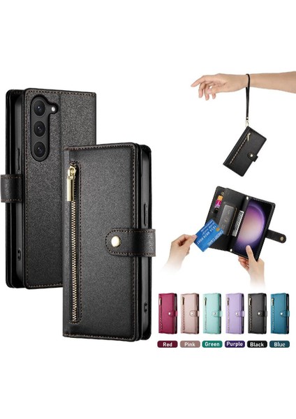 Samsung Galaxy S23 Bilek Kayışı Çok Fonksiyonlu Kart Yuvaları Için Flip Case (Yurt Dışından) fırsatları