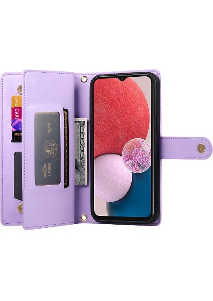 Samsung Galaxy A04 Için Flip CASE/A04S Kickstand Bilek Kayışı Kart Yuvaları (Yurt Dışından)