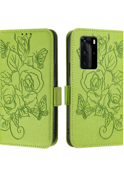 Kredi Kartı Yuvası Manyetik Cüzdan ile Huawei P40 Pro Pu Deri Kılıf (Yurt Dışından)