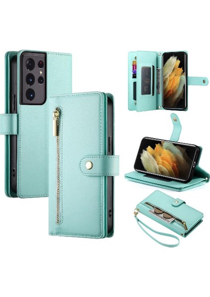 Samsung Galaxy S21 Ultra Kickstand Çok Fonksiyonlu Kart Için Flip Case (Yurt Dışından)