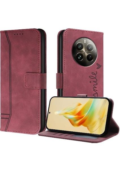 Realme 12 Pro Artı Flip Folio Cüzdan Için Telefon Kılıfı El Kayışı Kart Yuvaları (Yurt Dışından)