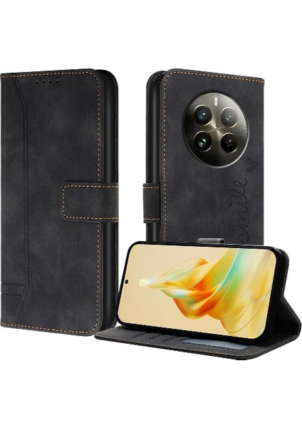 Realme 12 Pro Artı Flip Folio Cüzdan Için Telefon Kılıfı El Kayışı Kart Yuvaları (Yurt Dışından)