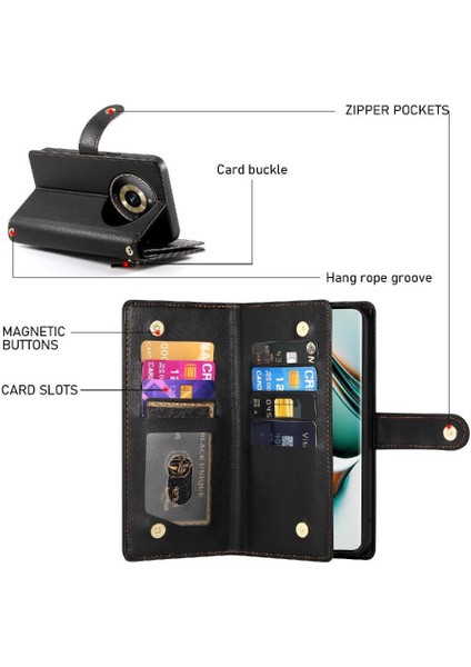 Realme 11 Pro Artı 5g Çok Fonksiyonlu Kart Yuvaları Kickstand Için Flip Case (Yurt Dışından)