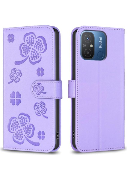 Xiaomi Redmi 12C Kart Yuvaları Tutucu Için Flip Case Kickstand Yonca Çiçek (Yurt Dışından)