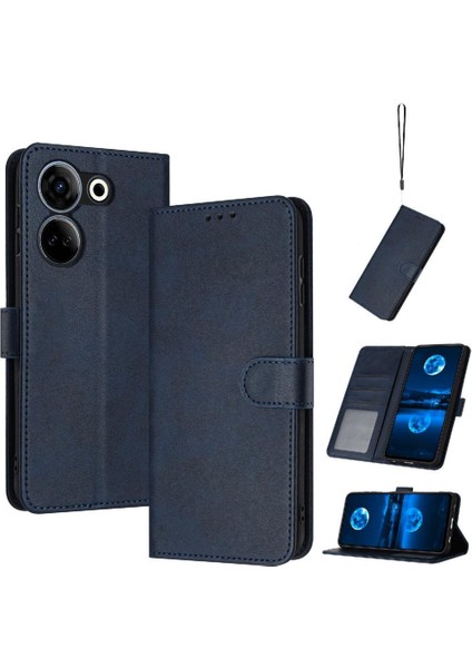 Tecno Camon 20 Pro 4g Pu Deri Için Toka ile Kart Yuvası ile Flip Case (Yurt Dışından)