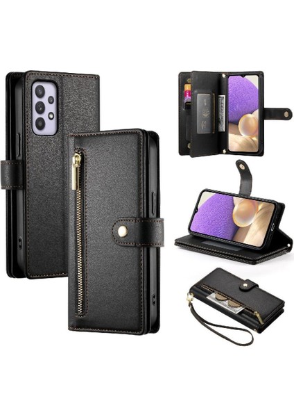Samsung Galaxy A32 5g Kickstand Bilek Kayışı Çok Fonksiyonlu Flip Case (Yurt Dışından)
