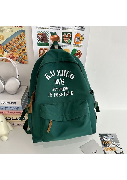 Retro Basit Sırt Çantası Büyük Kapasiteli Erkek ve Kız Kampüs Kolej Çantası Ortaokul Lise Seyahat Sırt Çantası (Yurt Dışından)