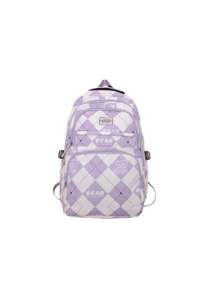 Kızlar Için Sırt Çantası, Ilkokul ve Ortaokul Öğrencileri Için Hafif, Modaya Uygun, Ekose Baskılı, Büyük Kapasiteli Kampüs Öğrenci Çantası (Yurt Dışından)