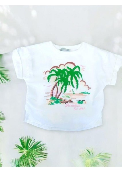 Kız Çocuk Yüzde Yüz Pamuklu Ön Yüzü Şifon Baskılı Şık Bluz