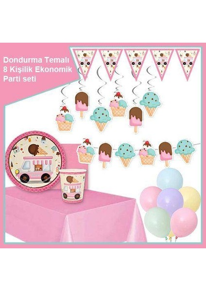 Dondurma Temalı 8 Kişilik Ekonomik Parti Seti