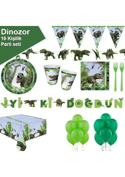 Jurassic Dinozor Ekonomik Parti Seti 16 Kişilik
