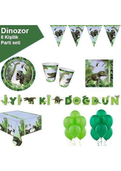 Jurassic Dinozor Ekonomik Parti Seti 8 Kişilik