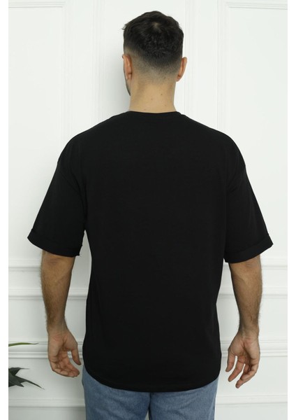 Erkek T-Shirt Siyah Beyaz Oval Kesim 2 Li Set Mıxcolor modelleri