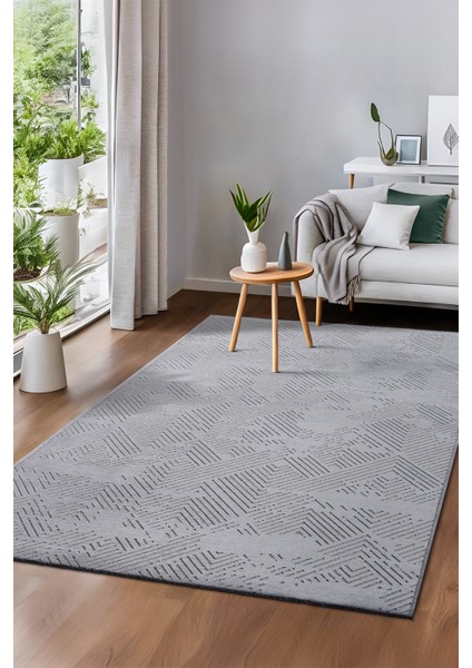 Gri Kaymaz Taban Yıkanabilir Dekoratif Kilim Yolluk