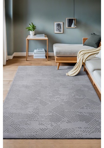 Gri Kaymaz Taban Yıkanabilir Dekoratif Kilim Yolluk