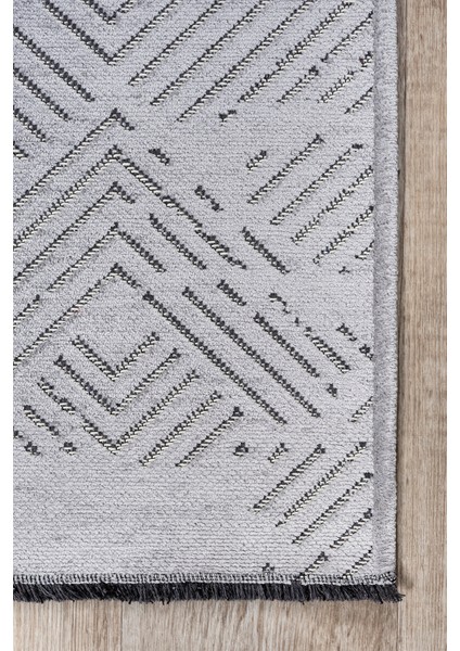 Gri Kaymaz Taban Yıkanabilir Dekoratif Kilim Yolluk