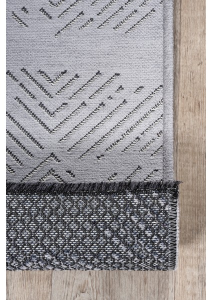 Gri Kaymaz Taban Yıkanabilir Dekoratif Kilim Yolluk