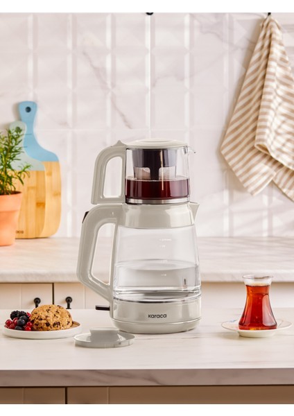 2 In 1 Aile Boyu Xl Kapasite Cam Çay Makinesi ve Su Isıtıcı Starlight - Şık Tasarım