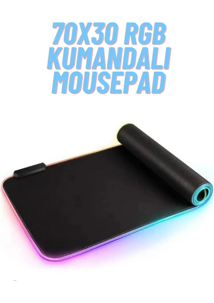 Ata Soft Rgb LED Gaming Mouse Pad Siyah Kaymaz Su Geçirmez Kumandalı Xl Mouse Pad 70X30