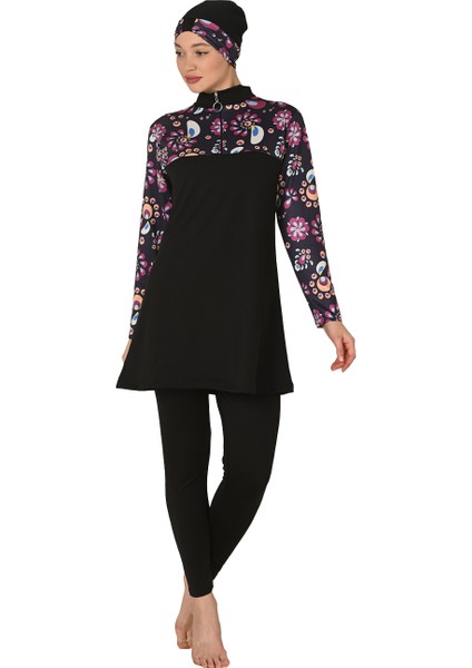 Tam Kapalı Yarım Fermuarlı Likralı Tesettür Mayo 3406 fiyatları