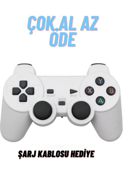 Double Ps3 Uyumlu Kablosuz Analog Oyun Kolu Şarj Kablo Hediye