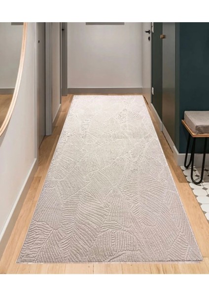Leaf Kaymaz Taban Rölyef Yapraklı Krem Halı fiyatları
