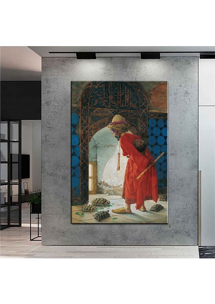 Dekoratif Duvar Aksesuarı Baskı Kaplumbağa Terbiyecisi Kanvas Tablo