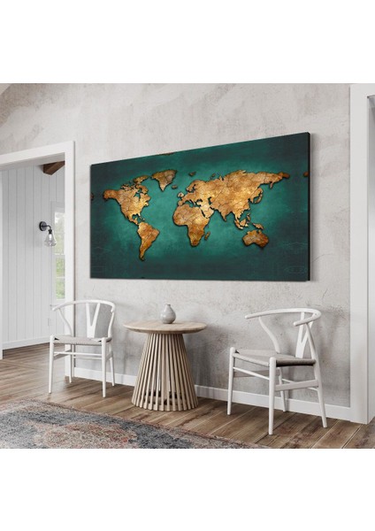 Dekoratif Duvar Aksesuarı Baskı Dünya Haritası Kanvas Tablo