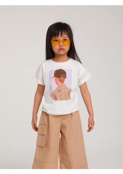 Kız Çocuk Pamuklu Kız Figürlü T-Shirt modelleri