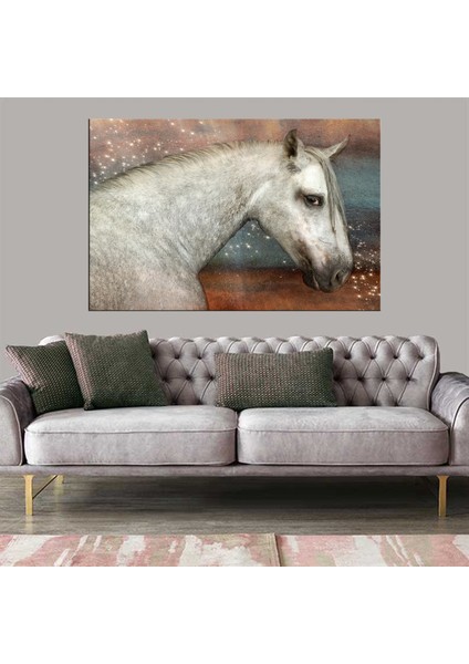 Dekoratif Duvar Aksesuarı Baskı Sulu Boya Efekti At Kanvas Tablo