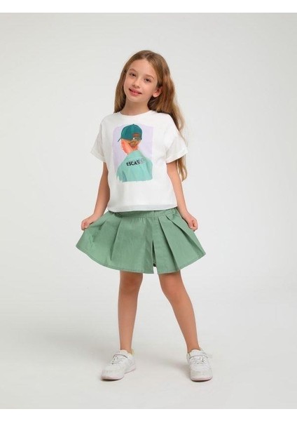 Kız Çocuk Pamuklu Kız Figürlü T-Shirt