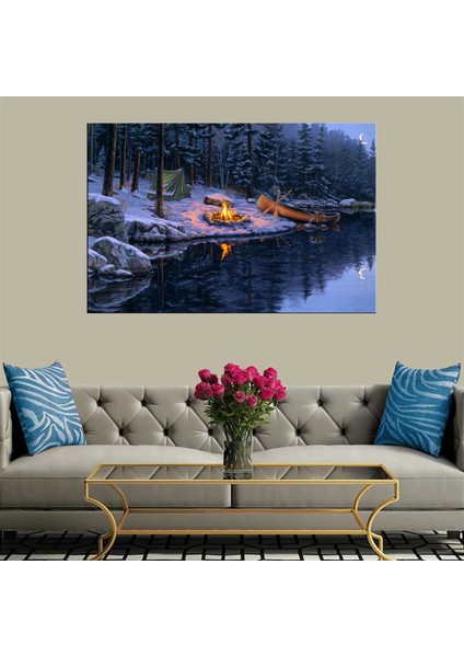 Dekoratif Duvar Aksesuarı Baskı Kar Kamp Kanvas Tablo