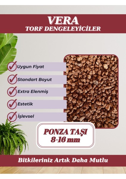 MF Botanik Kırmızı Ponza Taşı 8-16 mm 5 Litre Volkanik Cürüf Ponza Lav Kırığı