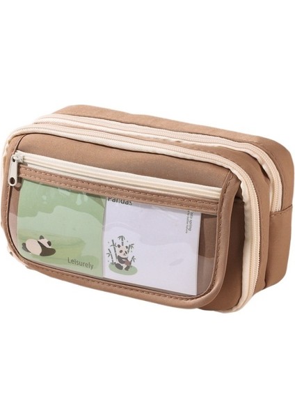 Yeni Şeffaf Kalem Çantası Dokuz Katmanlı Panda Kalem Çantası Ins Tarzı Kalem Çantası Yüksek Görünümlü Erkek ve Kadın Ilk ve Orta Okul Öğrenci Kırtasiye Çantası (Yurt Dışından)