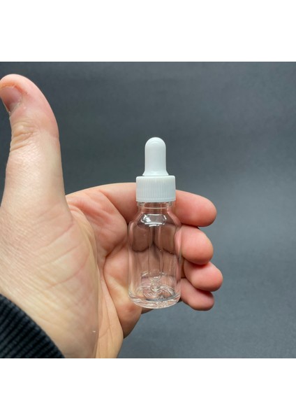15ML Beyaz Plastik Kapaklı Şeffaf Cam Damlalıklı Şişe , 15 cc Saydam Cam Damlalıklı Şişe x 6 Adet