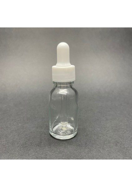 15ML Beyaz Plastik Kapaklı Şeffaf Cam Damlalıklı Şişe , 15 cc Saydam Cam Damlalıklı Şişe x 6 Adet