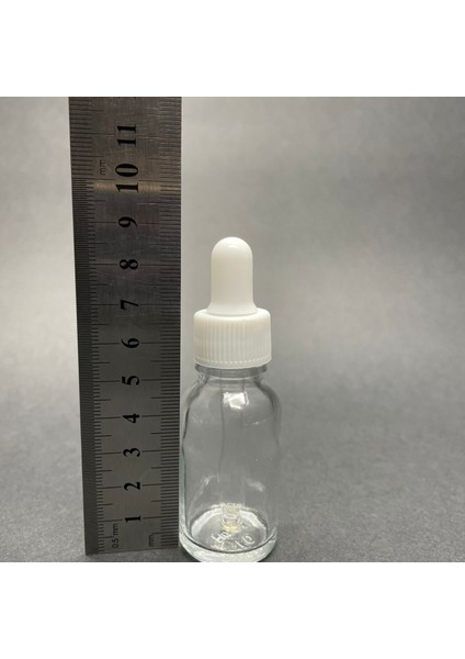 15ML Beyaz Plastik Kapaklı Şeffaf Cam Damlalıklı Şişe , 15 cc Saydam Cam Damlalıklı Şişe x 6 Adet