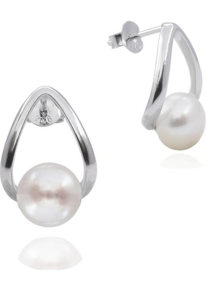 Luxury Elegant Stylish Night Hakiki Inci Kadın Gümüş Küpe