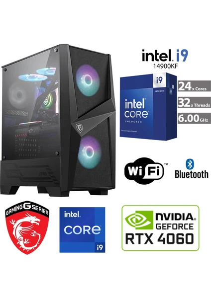 Rtx 4060 8 GB - Gaming Pc Ddr5 - Intel I9 14900KF - 32 GB Ddr5 Ram - 1 Tb M.2 SSD - Sıvı Sogutmalı