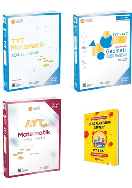 TYT Matematik Soru Bankası - AYT Matematik Soru Bankası - TYT-AYT Geometri Soru Bankası 3'lü Set + Ders Planlama Defteri